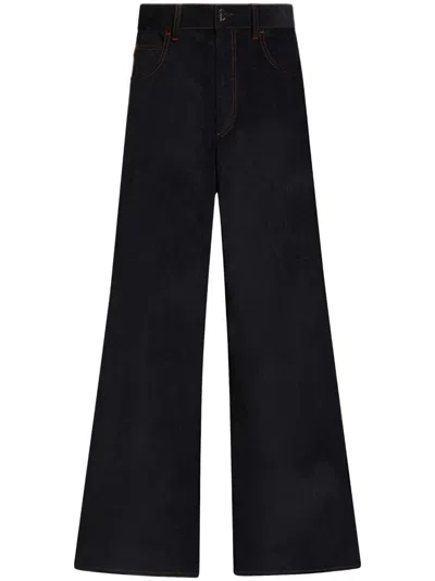 Marni Corduroy Flared Cotton Trousers In Black