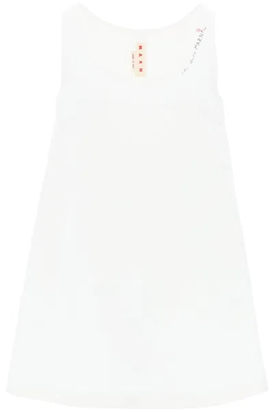 MARNI MARNI FLARED DRESS WITH HAND EMBROIDERED