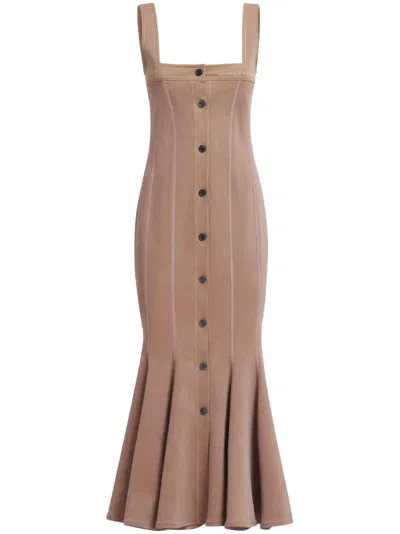 Marni Flared-hem Midi Dress In Neutrals