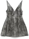 Marni Washed Leather Mini Flared Dress In Black
