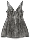 Marni Washed Leather Mini Flared Dress In Grey