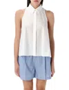 Marni A-line Cotton Flared Shirt Sleeveless In Lilly Whte