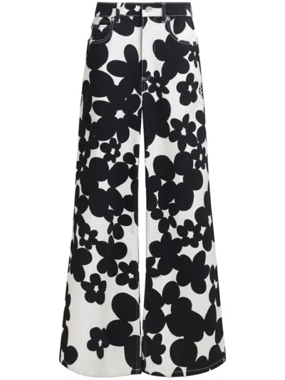 MARNI FLARED TROUSERS WITH FLORAL PRINT