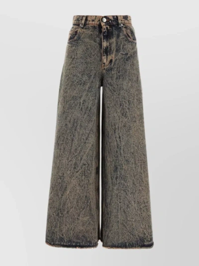 MARNI FLARED WIDE-LEG DENIM TROUSERS WITH FADED EFFECT