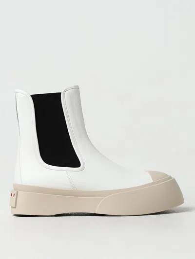 MARNI FLAT ANKLE BOOTS MARNI WOMAN COLOR WHITE,F19393001