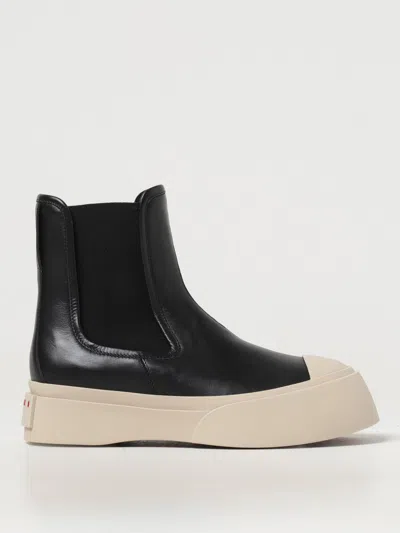 Marni Black Nappa Leather Pablo Ankle Boots In Multicoloured
