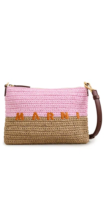 Marni Flat Pouchette Rose/pompeii/carrot