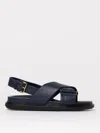 Marni Blue Leather Fussbett Sandals In Royal Blue