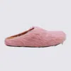 Marni Calf Hair Flat Sole Round Toe Sandals In Pink