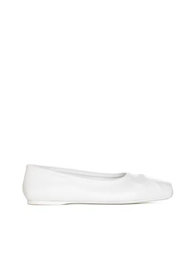 Marni White Nappa Leather Seamless Little Bow Ballet Flat