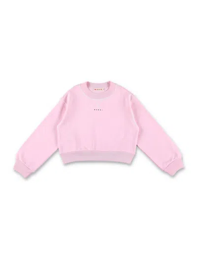Marni Kids' Fleece Cropped Logo In Pink