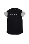 Marni Fleece Mini Dress With Strass Logo Kids In Black