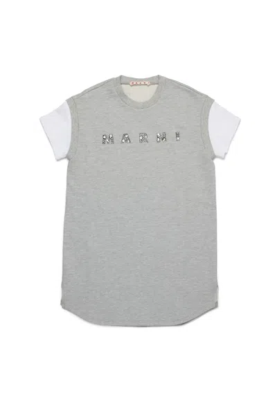MARNI FLEECE DRESS BRANDED WITH RHINESTONES