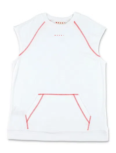 Marni Kids' Fleece Dress No Sleeves In White