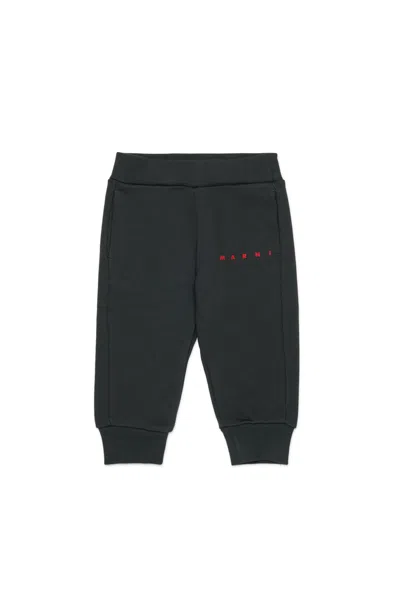 Marni Fleece Jogger Pants With Logo In Gray