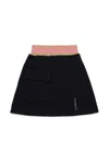 Marni Fleece Short Skirt With Elastic Stripes In Black