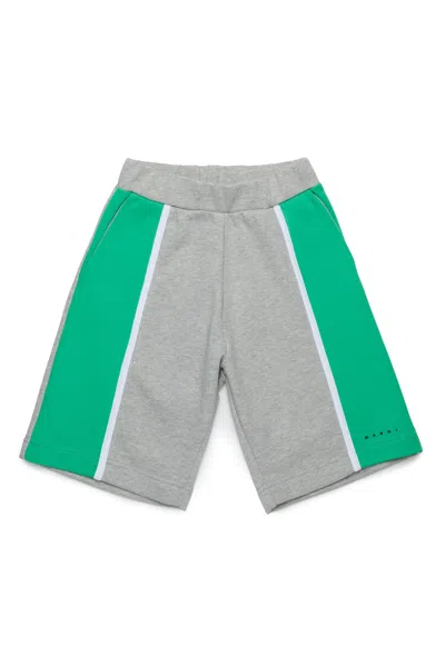 Marni Shorts In Felpa Con Dettagli Colorblock In Green