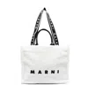 Marni Fleece-texture Debossed-logo Tote Bag In White