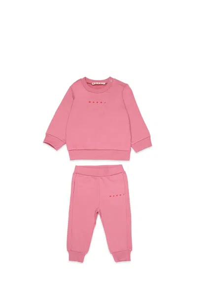 Marni Fleece Tracksuit Set With Institutional Logo In Pink