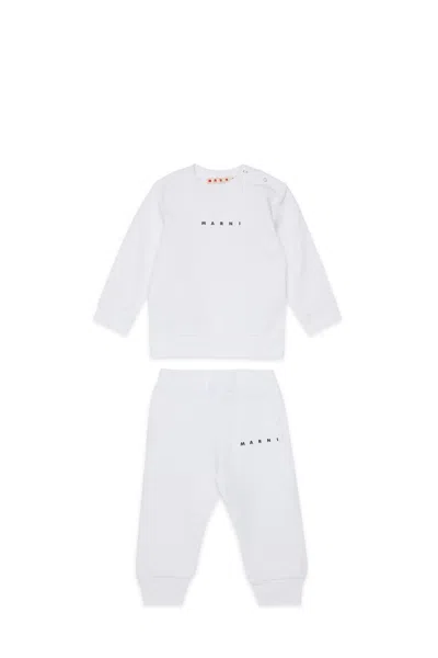Marni Fleece Tracksuit Set With Institutional Logo In White