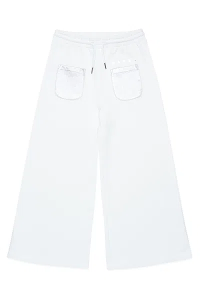 Marni Kids' Metallic-detailing Cotton Track Pants In White