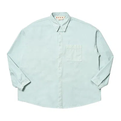 Pre-owned Marni Flocked Denim Overshirt 'aquamarine' | Blue | Men's Size 54
