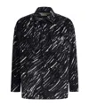 Marni Flocked Denim Oversized Shirt With Crayon Print In Black