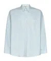 Shop Marni Flocked-finish Denim Shirt In Blue