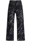 Marni Black Flocked Denim Wide-leg Jeans With Crayon Print In Black