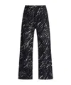 Marni Black Flocked Denim Wide-leg Jeans With Crayon Print In Black