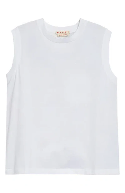 Marni Floral Back Cotton Tank In White