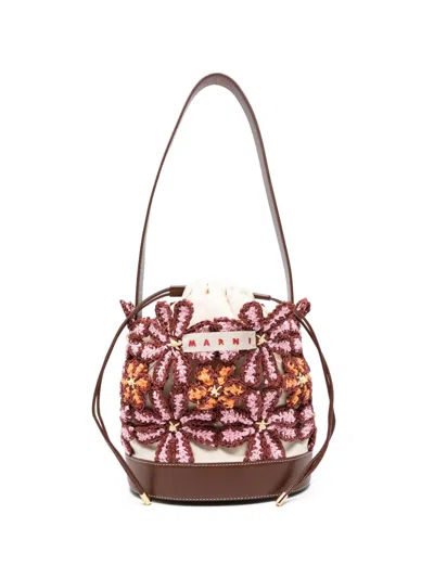 Marni Embroidered Bucket Bag In Multi