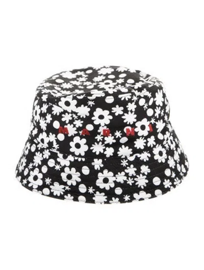 Pre-owned Marni Floral Bucket Hat W/tags In Black