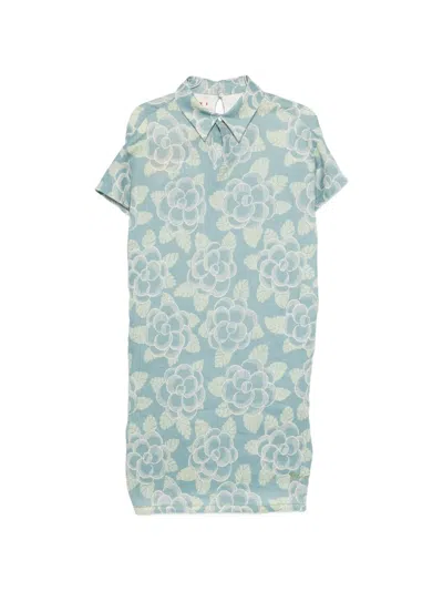 Marni Floral Collar Dress In Blue