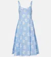Marni Floral Cotton Midi Dress In Blue
