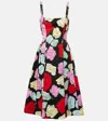 Marni Multicolor Dress With Flared Skirt And All-over Floral Motif In Multicoloured