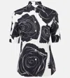 Marni White Poplin Short-sleeve Shirt With Cybele Print In Black