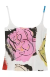 Marni Abstract Print Square Neckline Top In Lily White