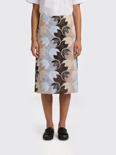 Marni Blue And Black Broderie Anglaise Floral Skirt In Multi