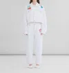Marni "cropped Denim Jacket With Flower Patches And Embroidery" In White