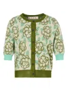 Marni Floral-detail Cardigan In Green