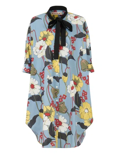Marni Floral Dress In Blue