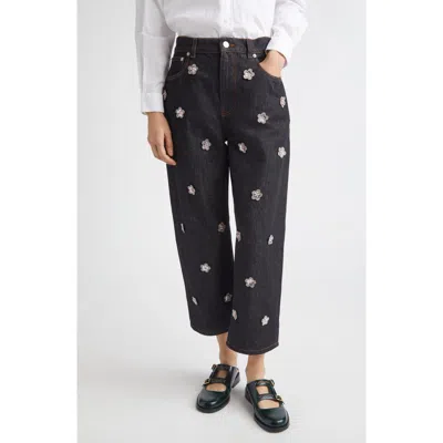 Marni Floral Embellished Stonewashed Carrot Fit Jeans In Multi