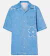 Marni Short Sleeve Button Up Top In Blau