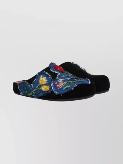 MARNI FLORAL EMBROIDERED FLAT BACK SANDALS