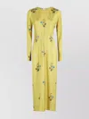 Marni Silk Dress With Long Sleeves And Embroidery In Animal Print