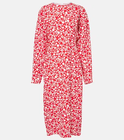 MARNI FLORAL ENVER SATIN MIDI DRESS