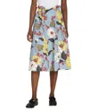 Marni Floral Flared Mid Length Skirt In Blue