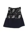 Marni Floral Flared Mini Skirt In Navy Blue Wool In Blue