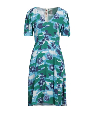 Marni Floral Flared Skirt In Blue